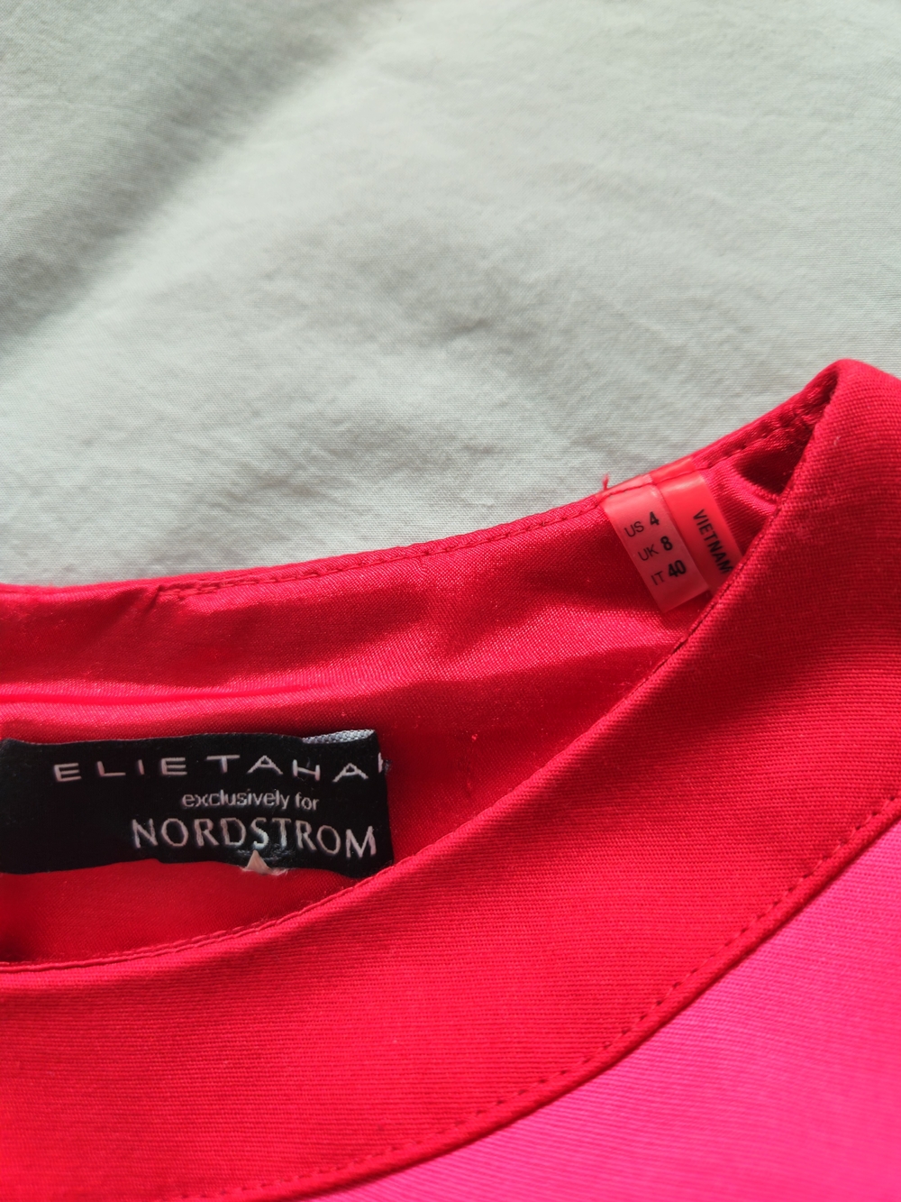 Elie Tahari × Nordstrom Hot Pink Sleeveless Sheath Dress with Red Accents sz 4 - Picture 3 of 6